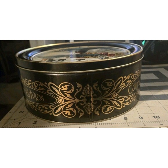 Vintage Currier & Ives American Railroad Scene Snow Bound Train Round 10" Tin - Picture 11 of 11